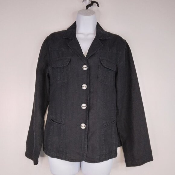J. Jill 100% Linen Black Light Blazer Jacket Size S - Picture 3 of 12